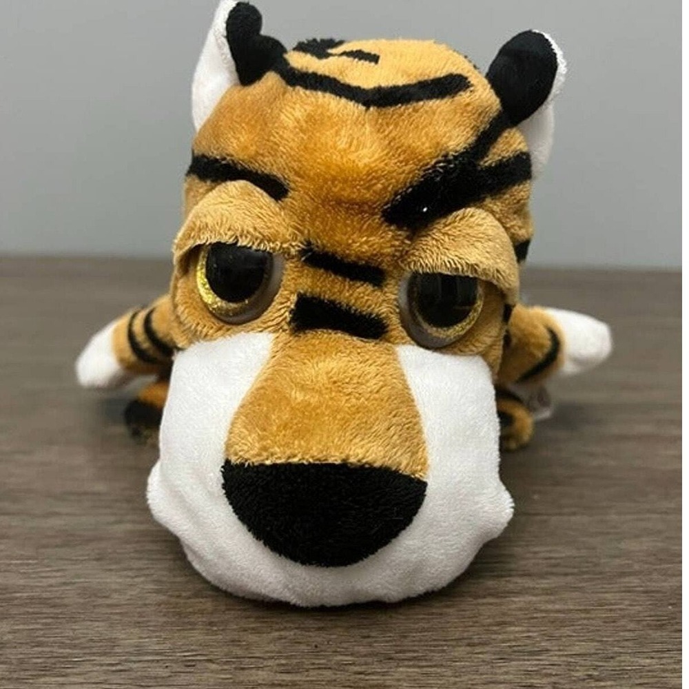 Kellytoy Tiger Hand Puppet Plush Orange Black Striped Large Eyes Movable Mouth